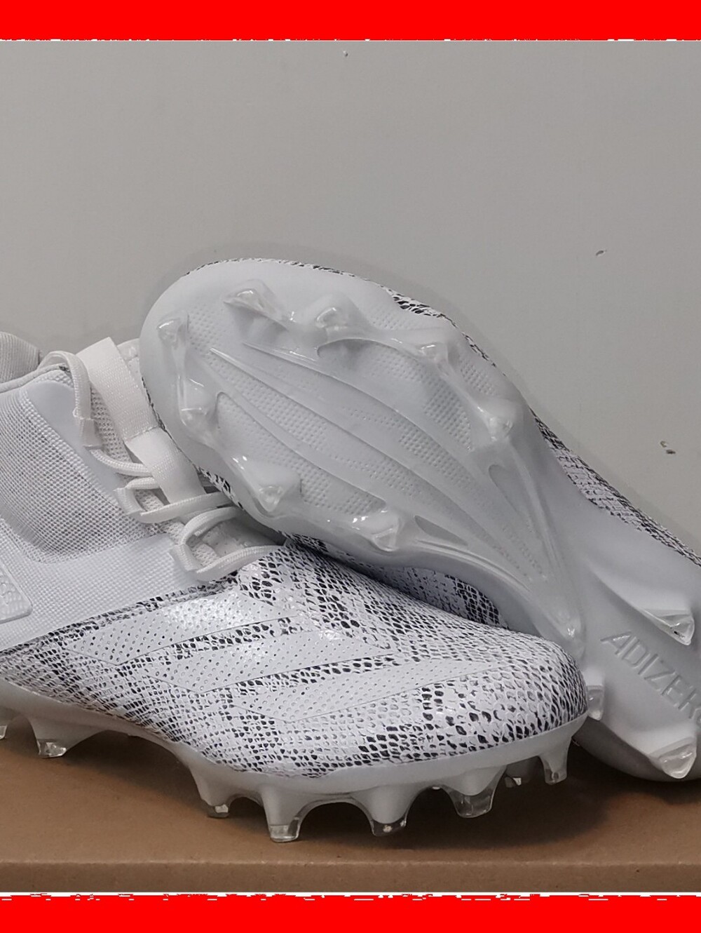 🔥⚽ Adidas Adizero Chaos Mid Football Cleats White Snakeskin Men Size 8.5 IE4005